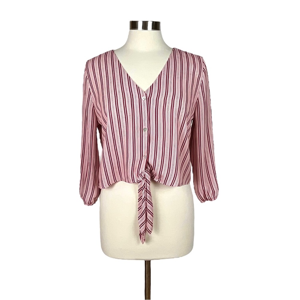 Daisy May Striped Cropped Top with Tie Front